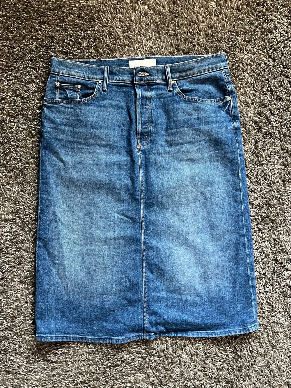MOTHER Blue Denim Midi Skirt